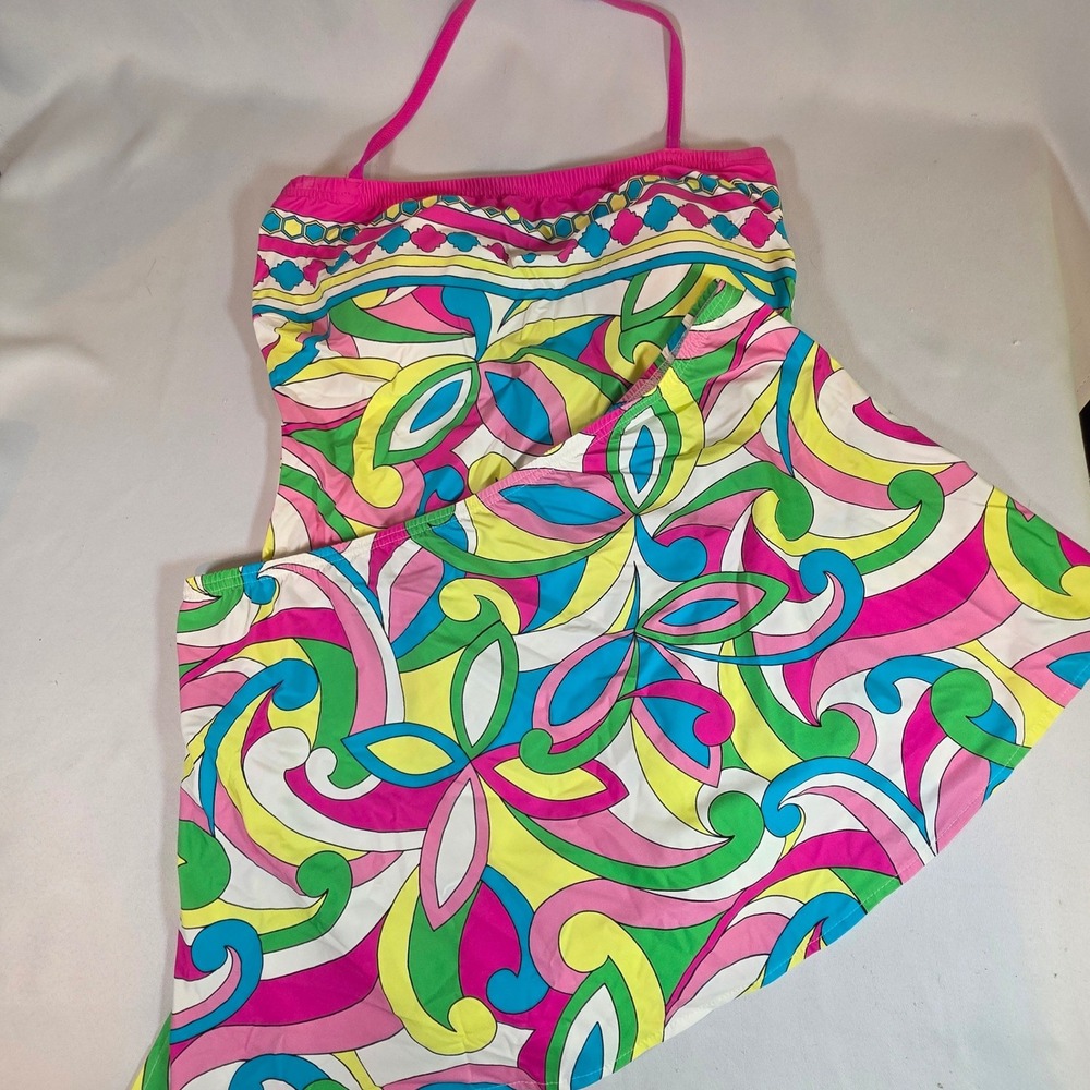 Tara Grinna‎ Multi-Color Psychedelic 3-Piece Swimsuit Set Women XL 60s Retro - Picture 4 of 5